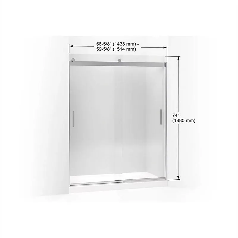 Levity 74" Clear Glass Sliding Shower Door in Matte Black with 0.25" Thick Glass