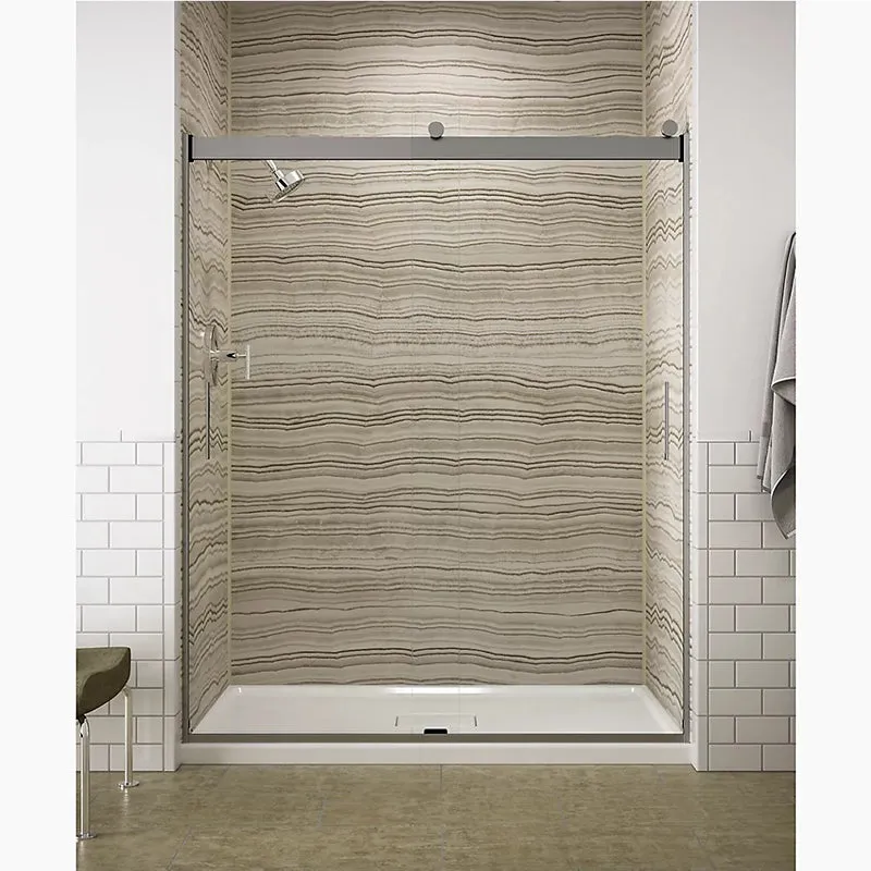 Levity 74" Clear Glass Sliding Shower Door in Matte Black with 0.25" Thick Glass