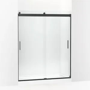 Levity 74" Clear Glass Sliding Shower Door in Matte Black with 0.25" Thick Glass