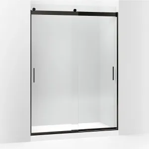 Levity 82.31" Clear Glass Sliding Shower Door in Anodized Dark Bronze