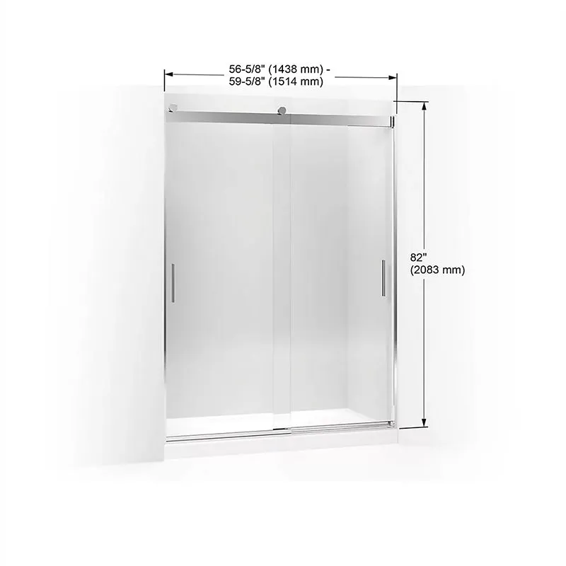 Levity 82.31" Clear Glass Sliding Shower Door in Anodized Dark Bronze