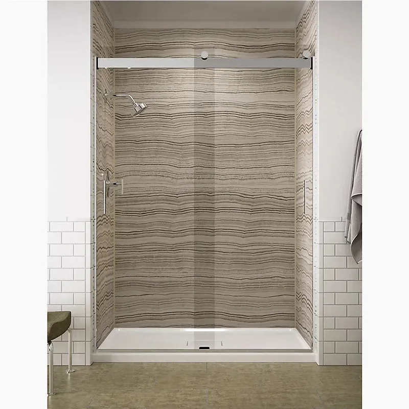 Levity 82" Clear Glass Sliding Shower Door in Anodized Brushed Bronze