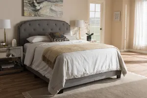 Lexi Light Grey Fabric Upholstered Box Spring Bed (King)