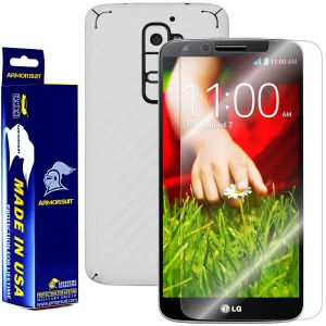 LG G2 Screen Protector   White Carbon Fiber Film Protector