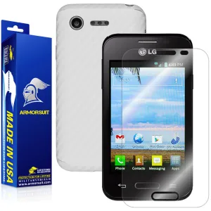 LG Optimus Fuel L34C Screen Protector   White Carbon Fiber Skin