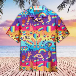 LGBT Aloha Hawaiian Shirts, Rights Symbols LGBT Rainbow Colorful Happy Pride Hawaiian Shirts, Pride Gift For Gaymer And Lesbian, Friend