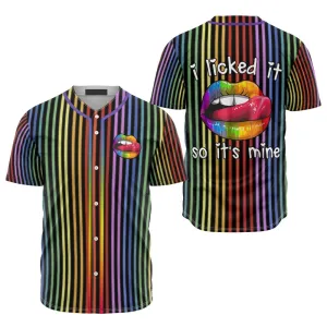 Lgbt Pride Lips On Vertical Rainbow Baseball Jersey Shirt