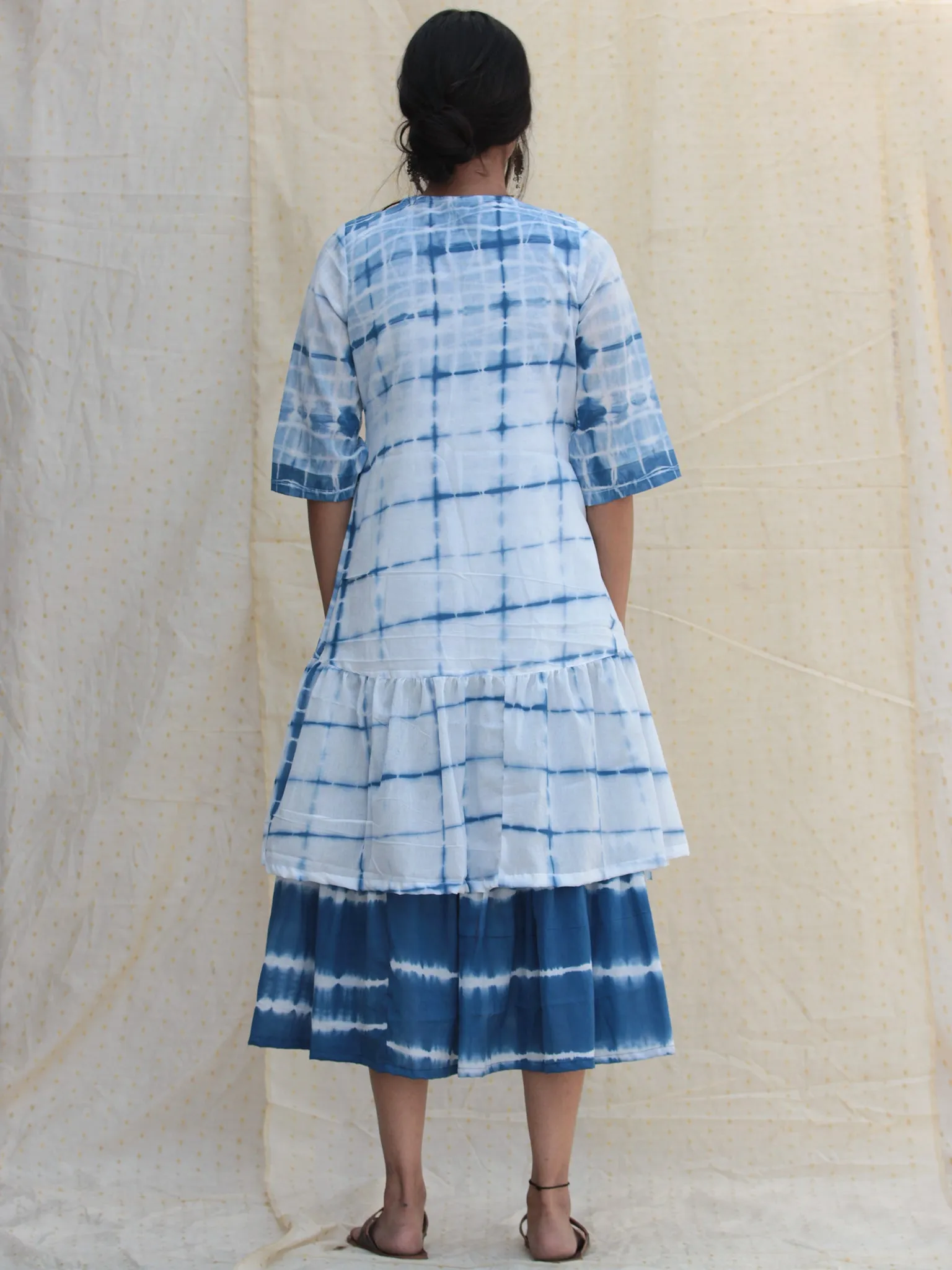 Liba - Hand Shibori Dyed Cotton Dress Set Of 2  - DS81F001