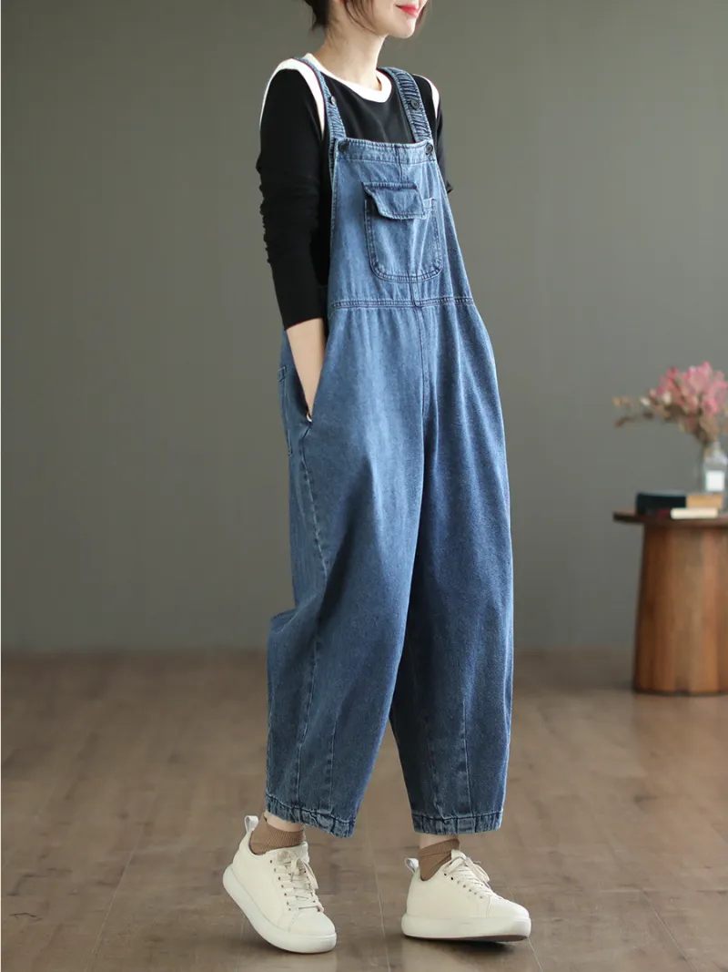 Liberty womens Washed Denim High Waist Bib Overalls