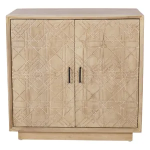 Libra Interiors Geometric Carved 2 Door Wooden Cabinet