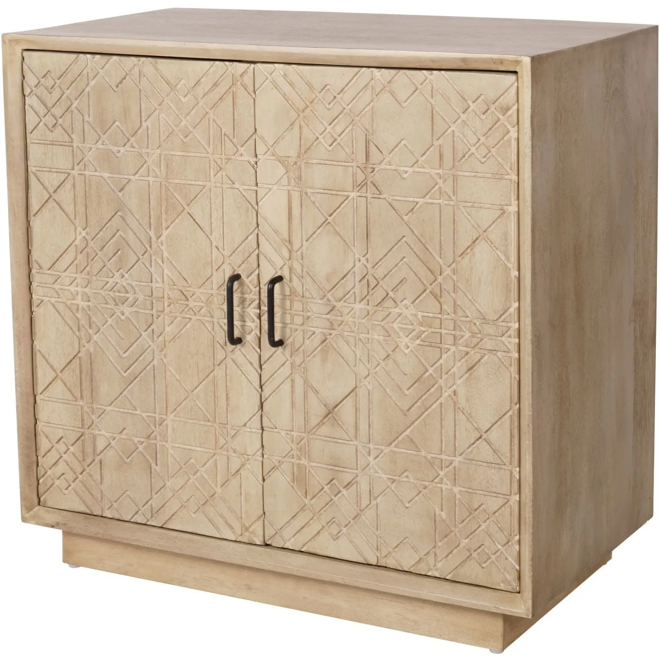 Libra Interiors Geometric Carved 2 Door Wooden Cabinet