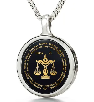 Libra Necklaces for Lovers of the Zodiac 24k Gold Inscribed