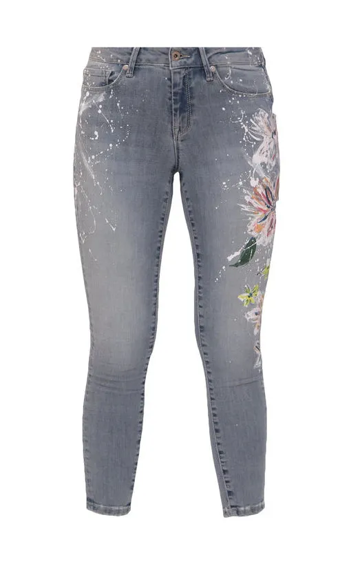 Lichtblauwe jeans met bloemenprint | M.O.D. Sina skinny fit bossom spray L28