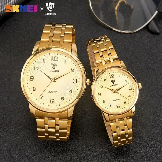 Liebig L1013 Japan Quartz Movement Golden Watch  for Couples