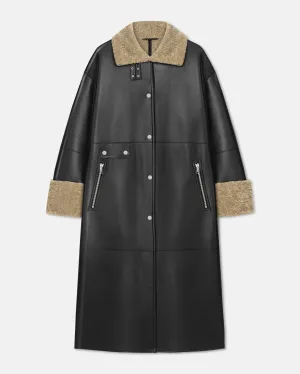 Liesel - Bonded Shearling Coat - Cornstalk/Black