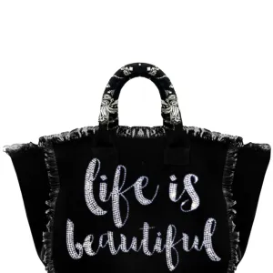 Life Is Beautiful Fringe Canvas Bag