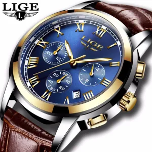 LIGE Watches Men Sports Waterproof Date Analogue Quartz Men's Watches Chronograph Business Watches For Men Relogio Masculino Box