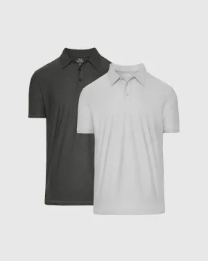 Light and Charcoal Heather Gray Active Polo 2-Pack