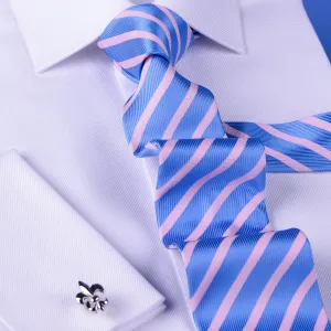 Light Blue & Pink Formal Business Striped 3 Inch Tie Mens Professional Fashion