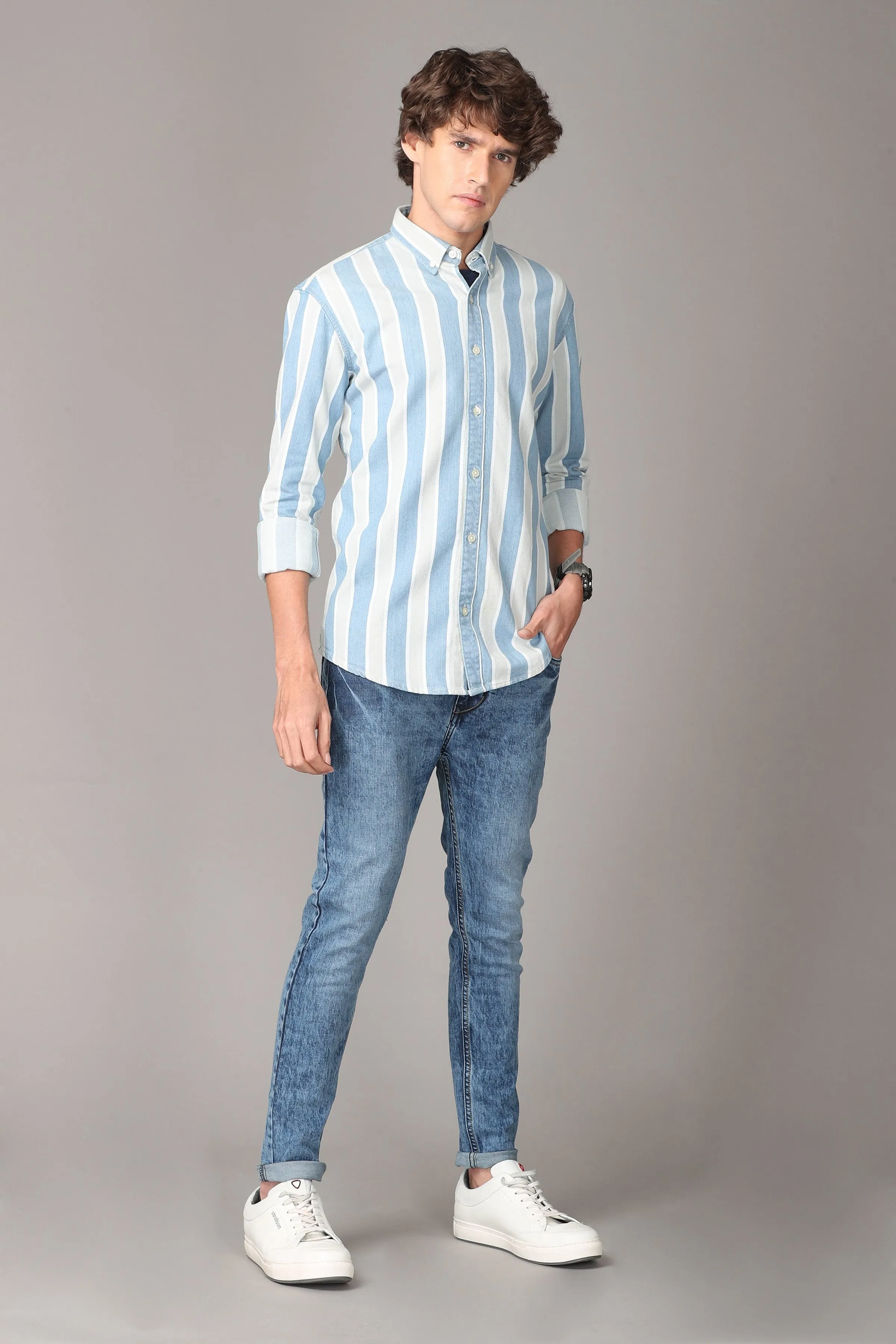 Light Blue and Creamy Full Sleeve Shirt