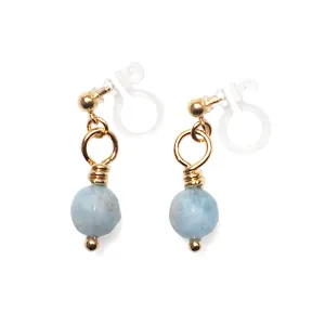 Light Blue Aquamarine Invisible Clip On Earrings