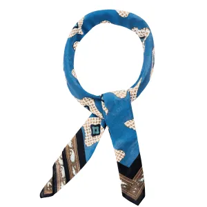 Light blue archive vintage neckerchief with retrò pattern