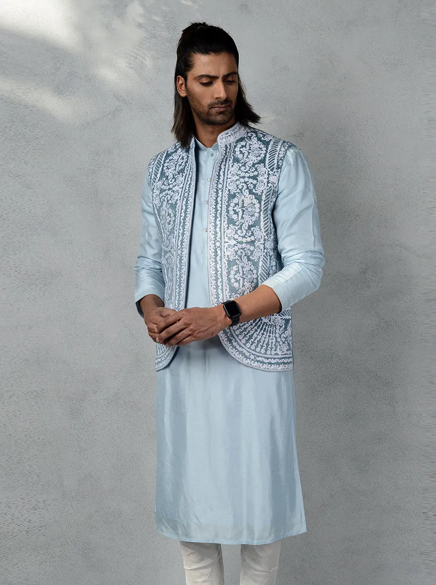 Light Blue Bandhgala Jacket | Siddhesh Chauhan