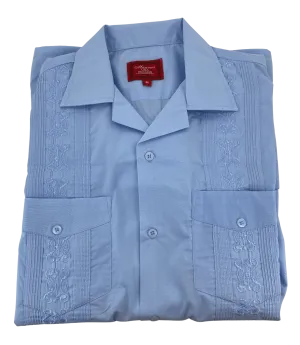 Light Blue Collared Guayabera Shirt