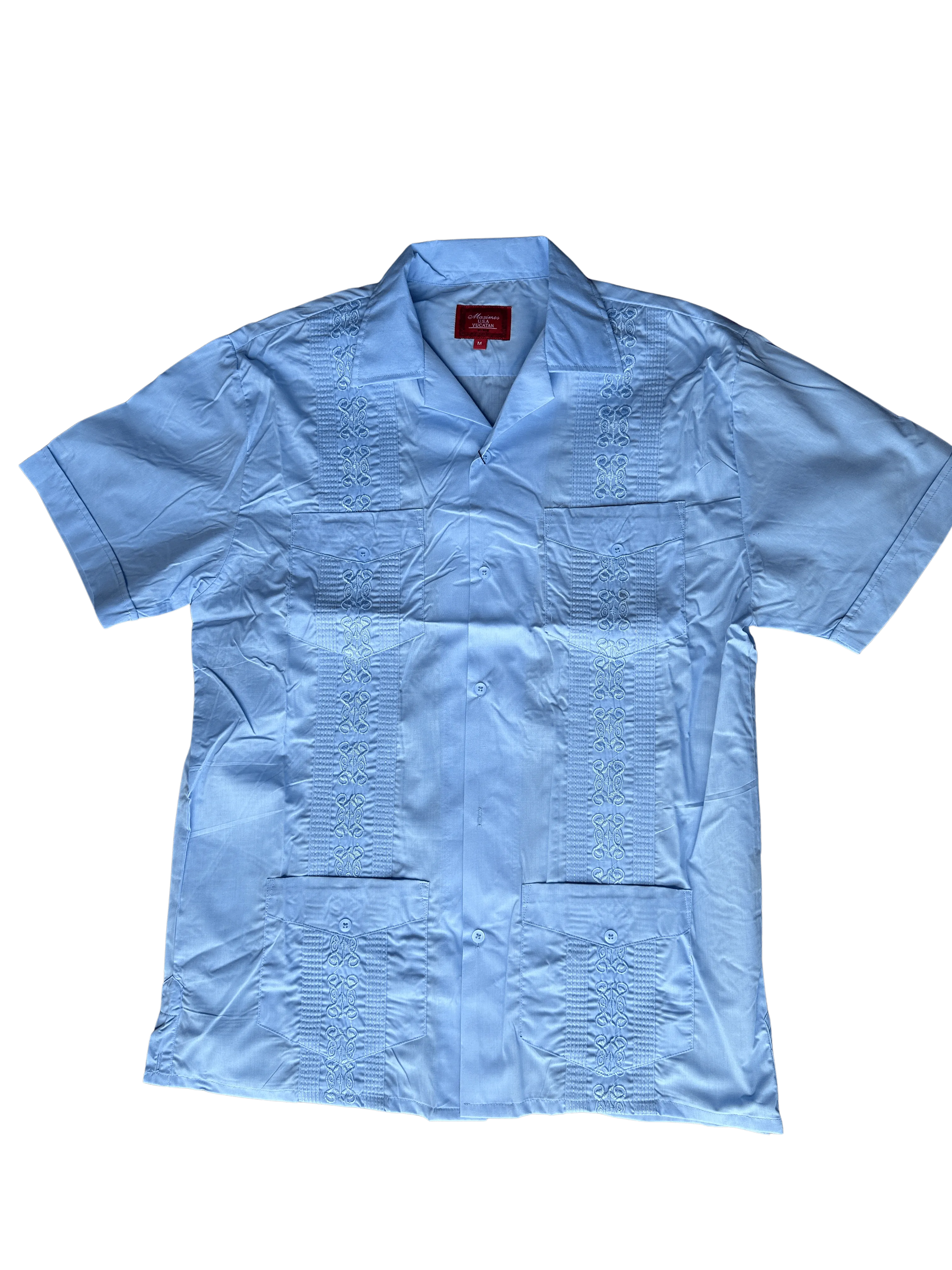 Light Blue Collared Guayabera Shirt