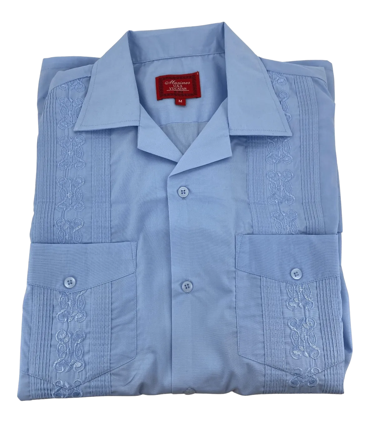 Light Blue Collared Guayabera Shirt