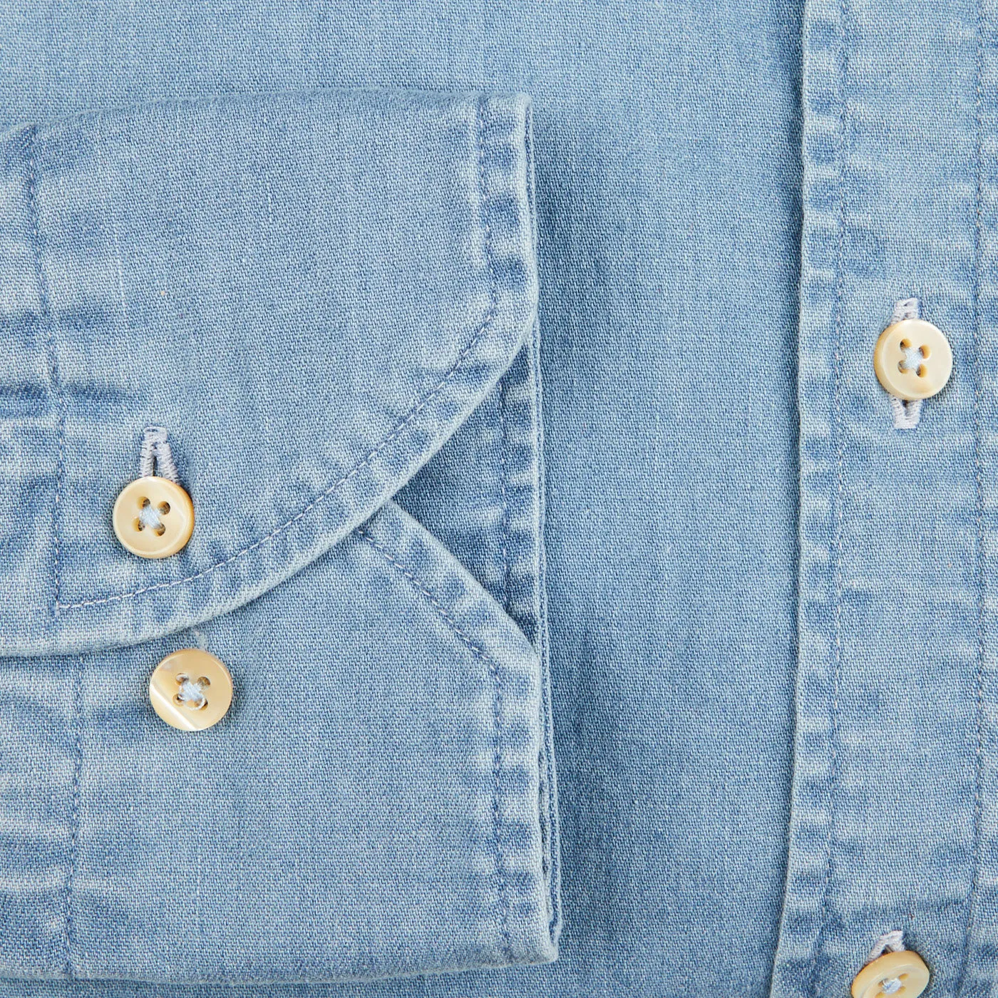 Light Blue Cotton Denim Slimline Shirt