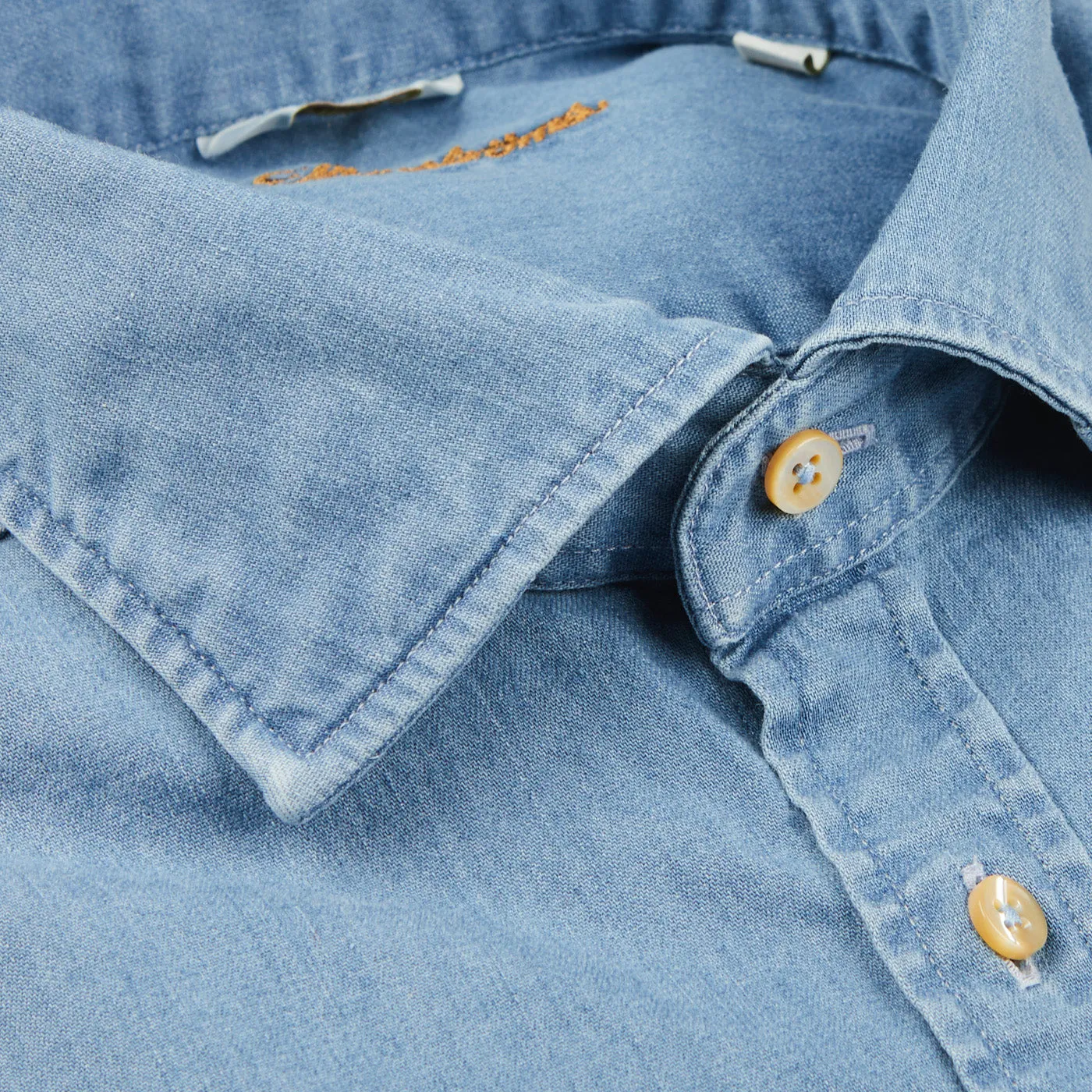 Light Blue Cotton Denim Slimline Shirt