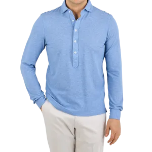 Light Blue Cotton Jersey Popover Shirt