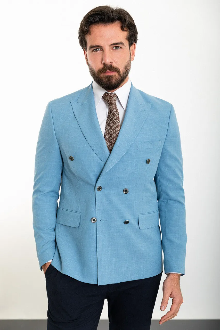 Light Blue Double Breasted Blazer