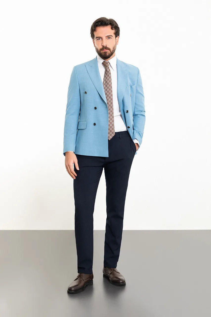 Light Blue Double Breasted Blazer