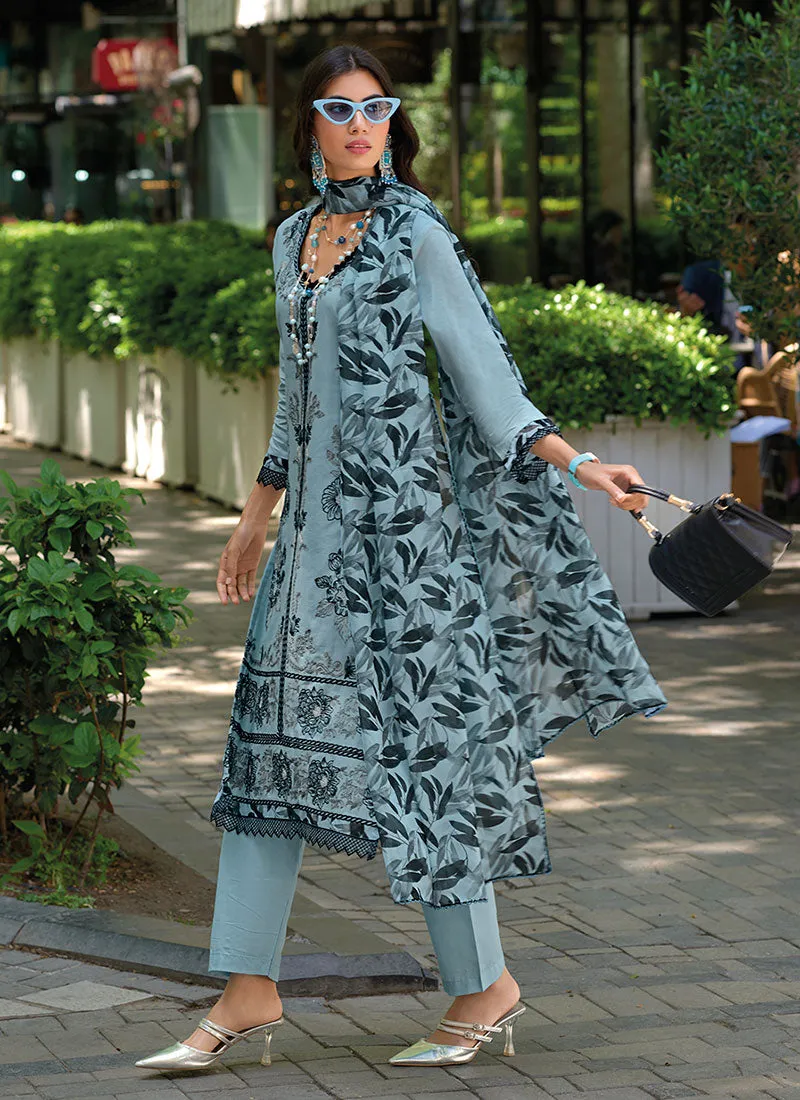 Light Blue Embroidery Traditional Salwar Kameez Suit