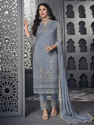 Light Blue Ethnic Embroidered Pakistani Pant Suit