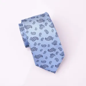 Light Blue Genie Lamp Paisley Floral Luxury Fashion Woven Tie 3"