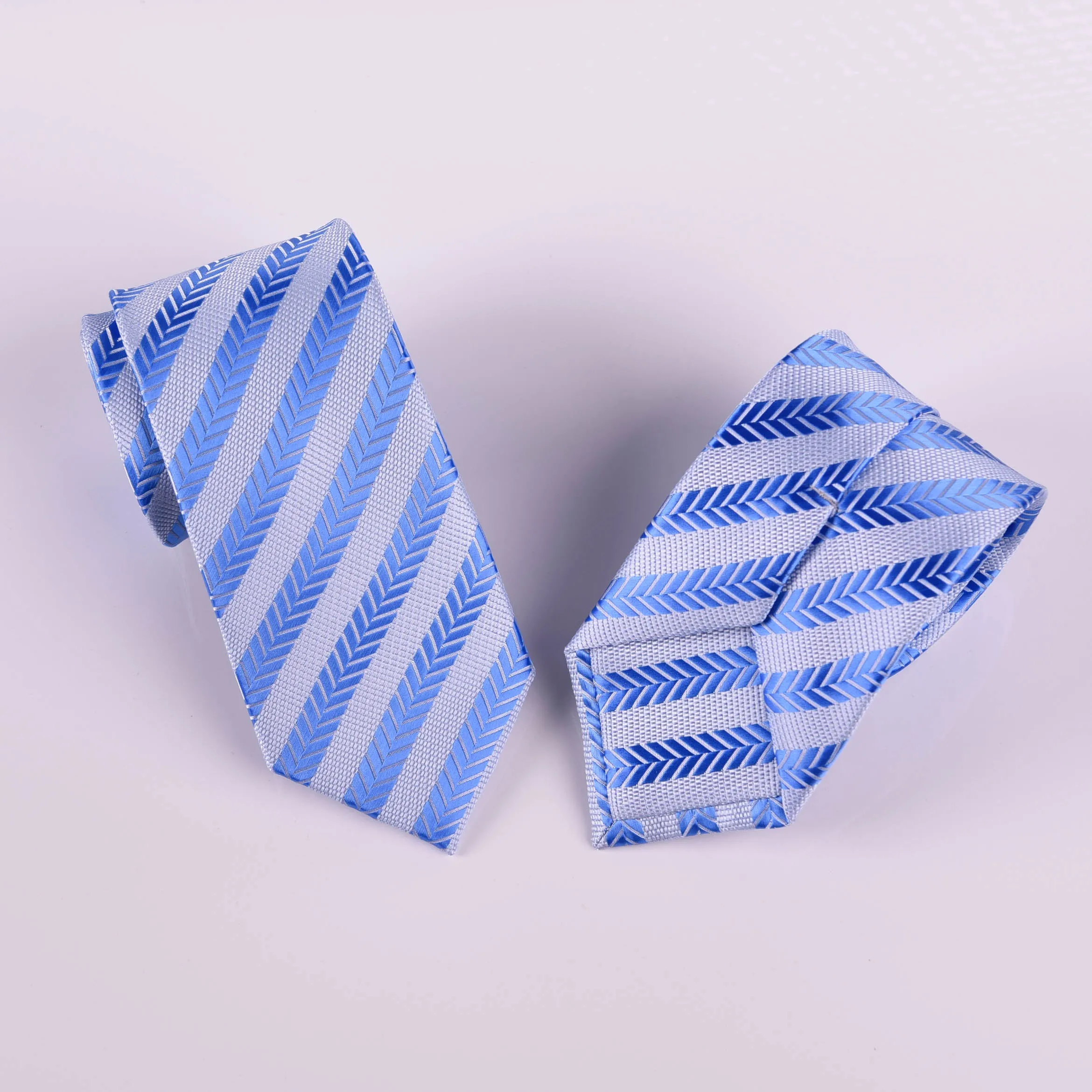 Light Blue Herringbone Formal Business Striped 3" Tie Mens Professional Fashion