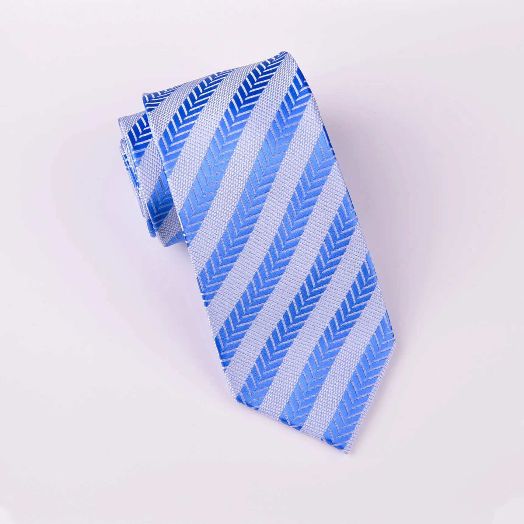 Light Blue Herringbone Formal Business Striped 3" Tie Mens Professional Fashion