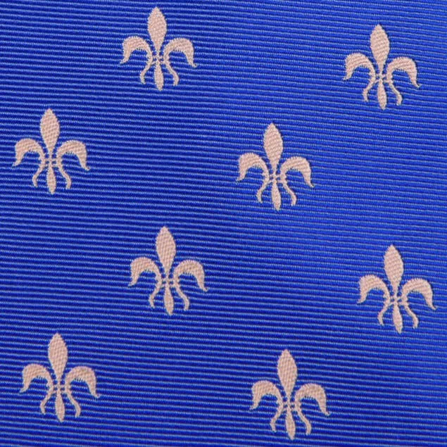 Light Blue Italian Fleur-De-Lis Designer Tie 8cm Necktie Florentine Accessory