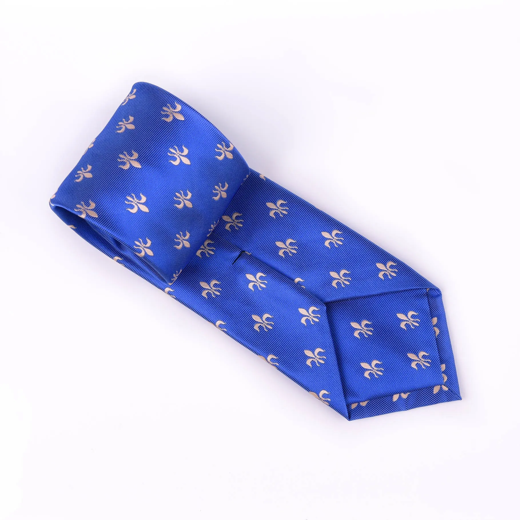 Light Blue Italian Fleur-De-Lis Designer Tie 8cm Necktie Florentine Accessory