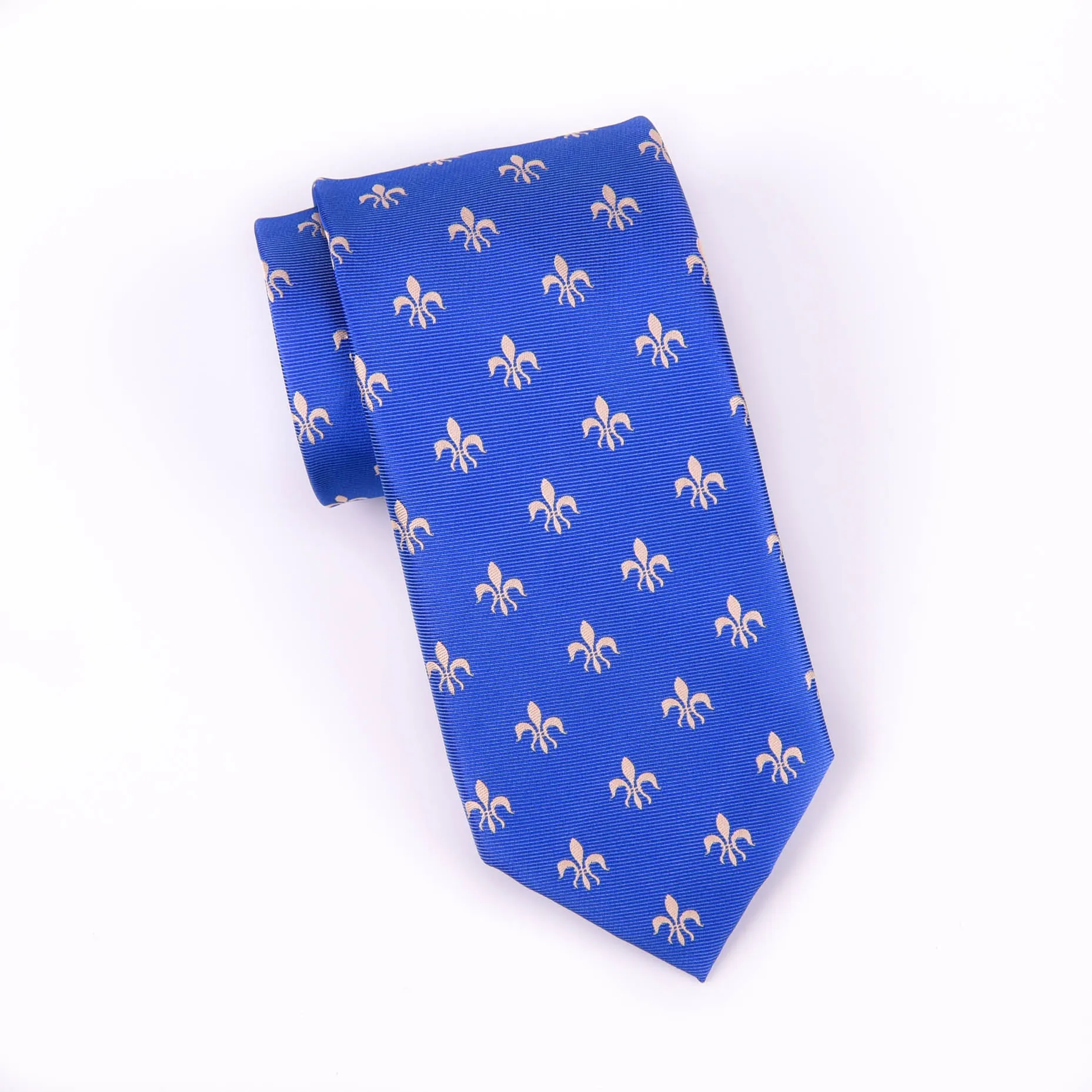 Light Blue Italian Fleur-De-Lis Designer Tie 8cm Necktie Florentine Accessory