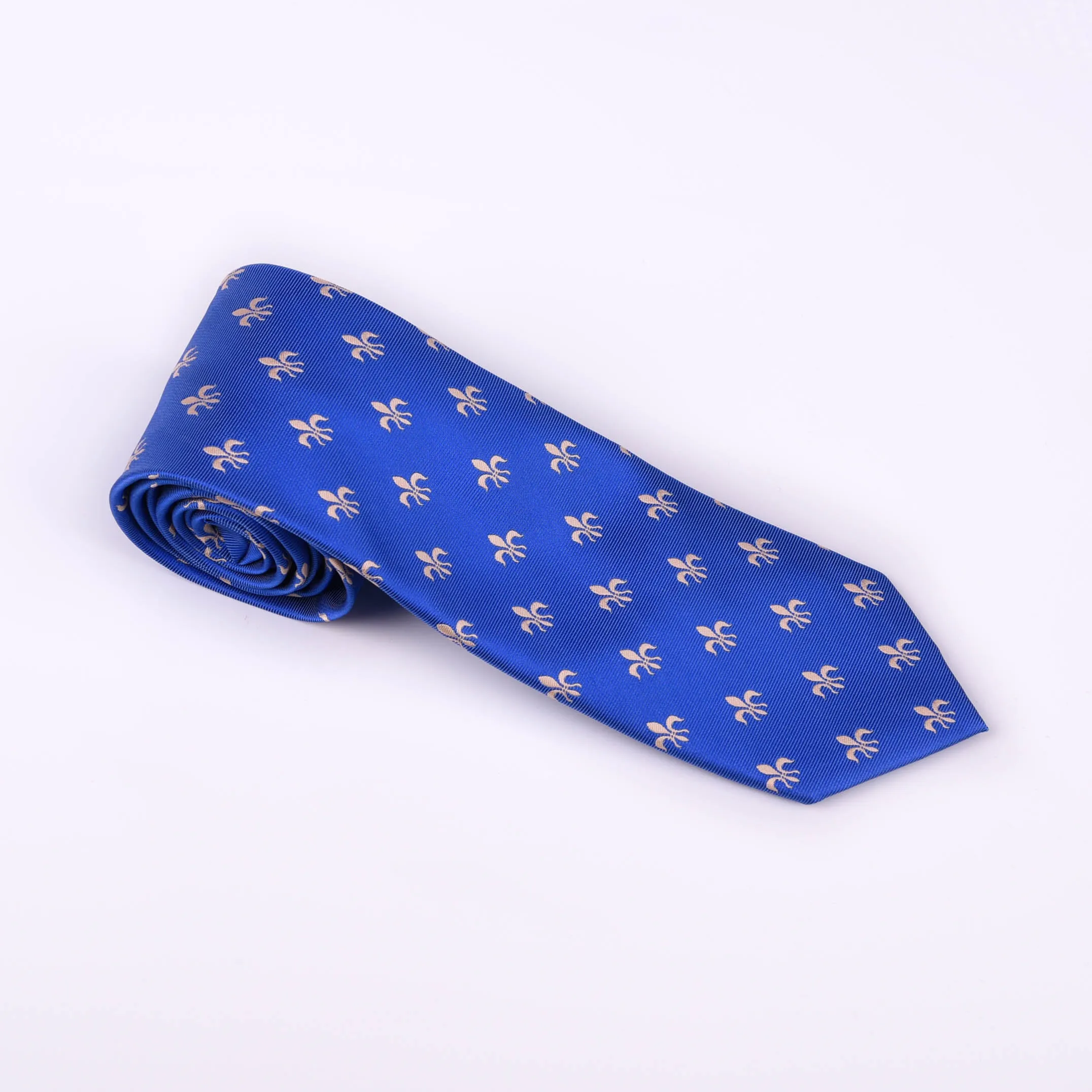 Light Blue Italian Fleur-De-Lis Designer Tie 8cm Necktie Florentine Accessory