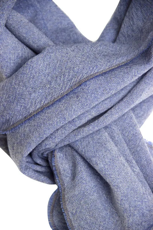 Light blue melange scarf in fine wool