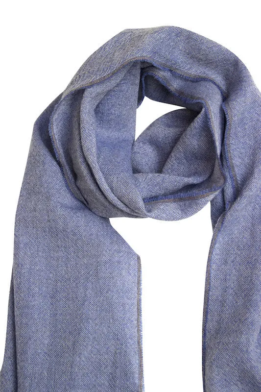 Light blue melange scarf in fine wool