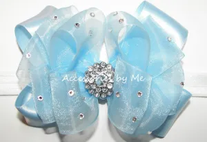 Light Blue Organza Satin Bow Headband