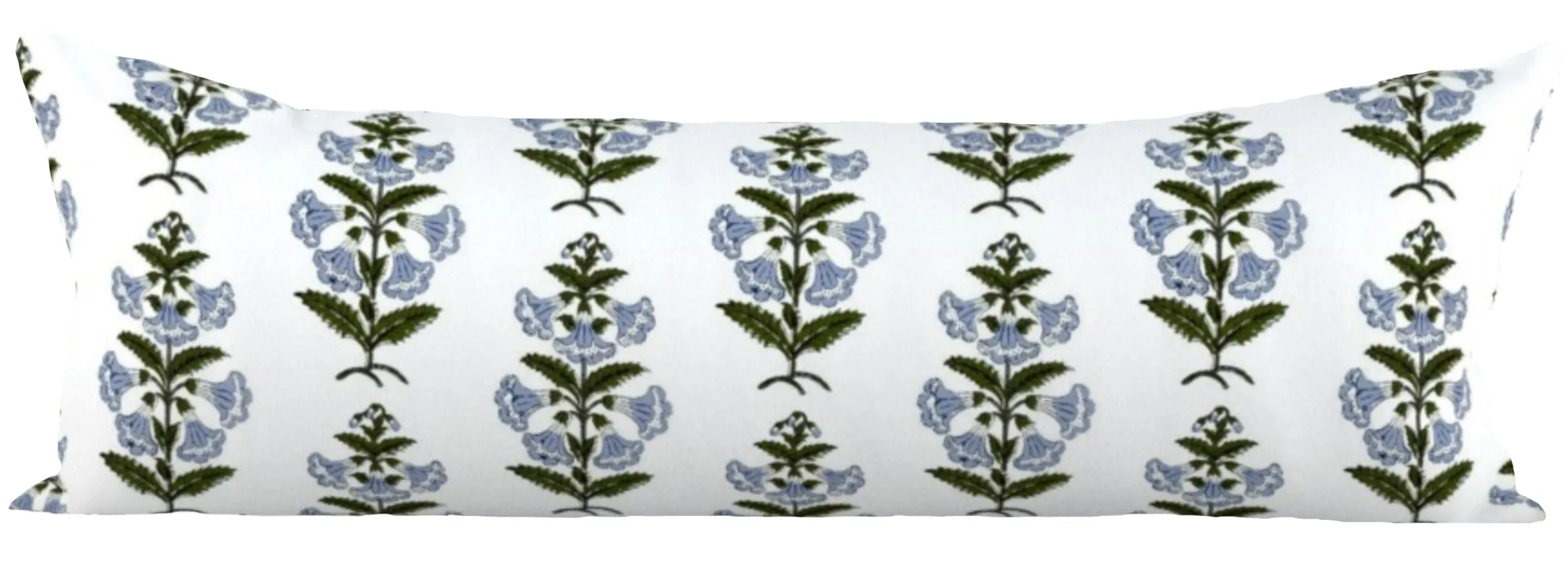 Light Blue Petunia Block Printed Canvas Pillow Cover: Available in 10 Sizes