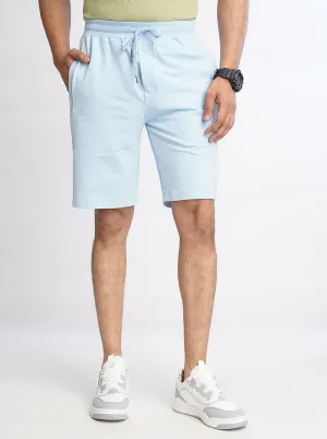 Light Blue Solid Slim Fit Shorts | JadeBlue