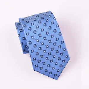 Light Blue Sparkling Radiant Floral Luxury Designer Patterned Tie 3"